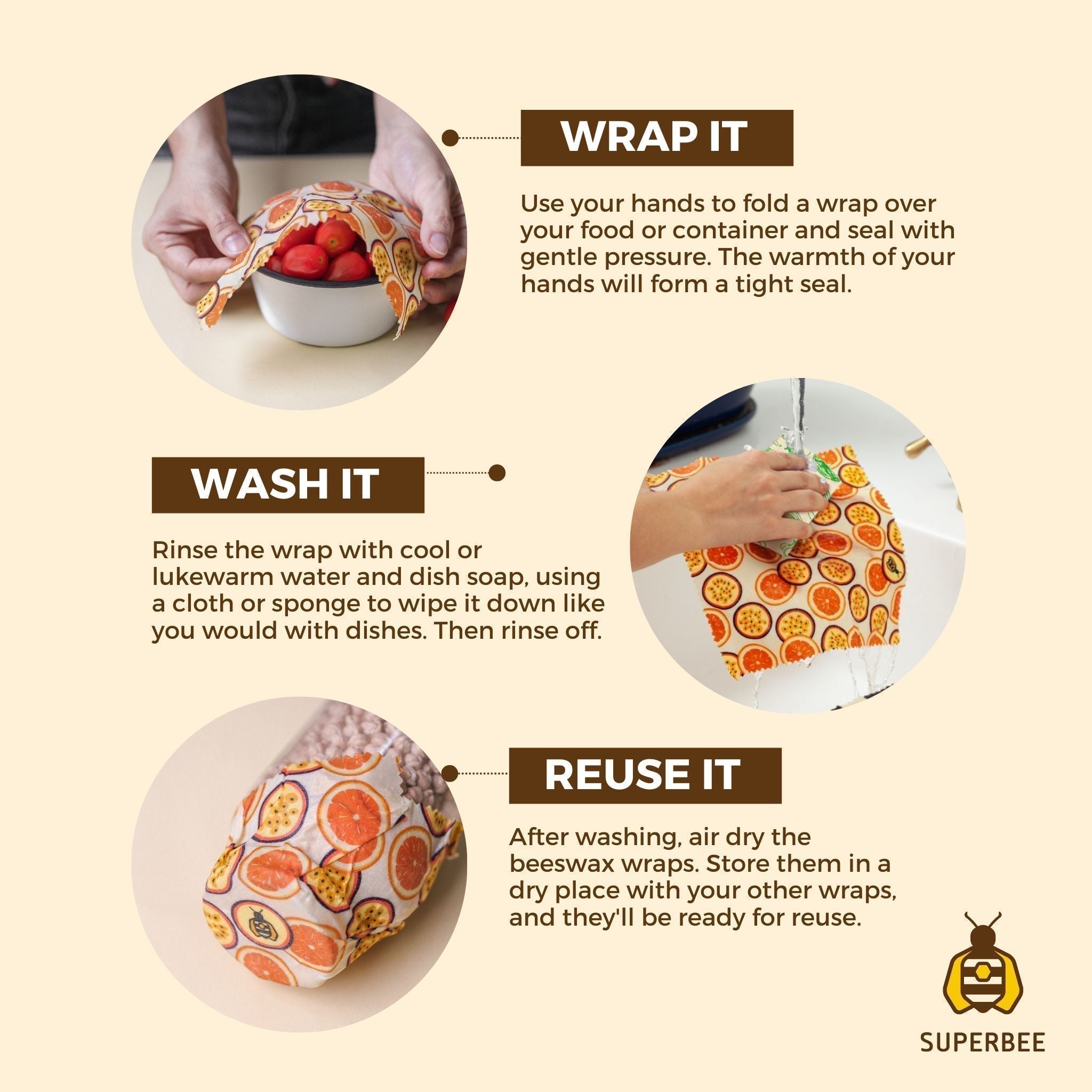 How to use your Beeswax Wraps by Superbee