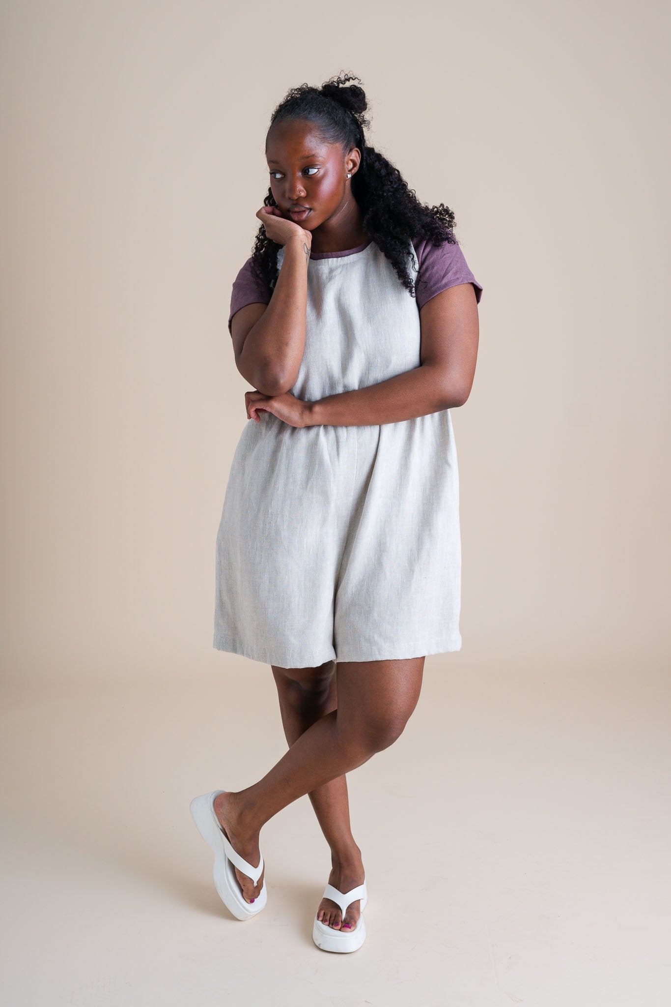 Lisbon Romper in Sand Dollar